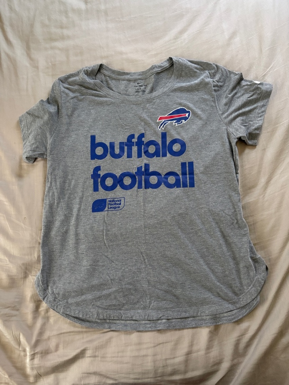 Nike Gray Buffalo Football Short Sleeve Tee with Blue and Red Logo